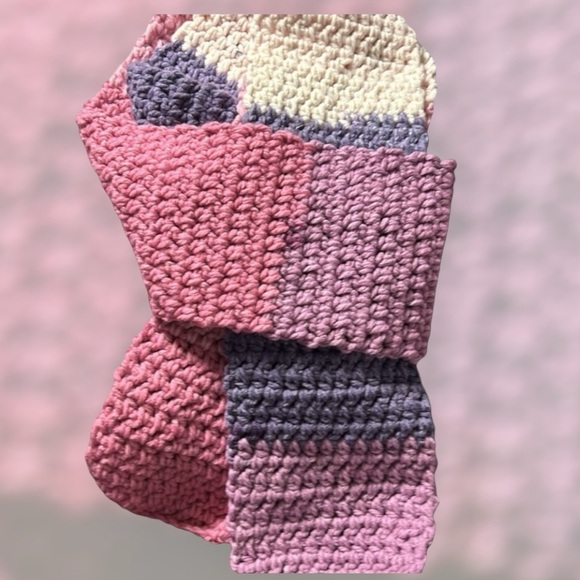 Hand Crafted Accessories - SCARF Pink, lavender and white